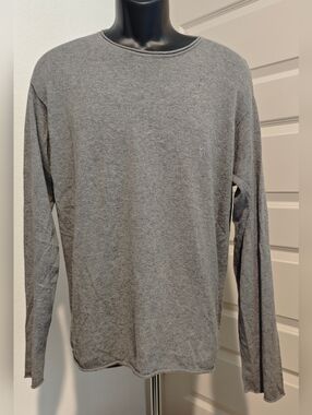 DKNY Men's Cotton Long-Sleeve Crewneck Pullover Gray Size Medium